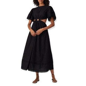 MAIA BERGMAN/ caroline eyelet cut out midi dress XL